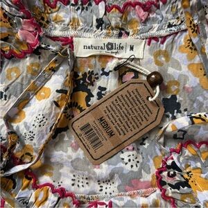 Natural Life Harley midi dress boho floral pink gray cream medium NWT